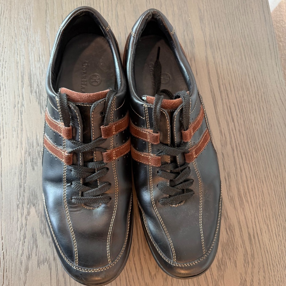 Cole Haan‎ G Series Mens 13M Black Leather Brown Suede Vibram Sneakers C02164